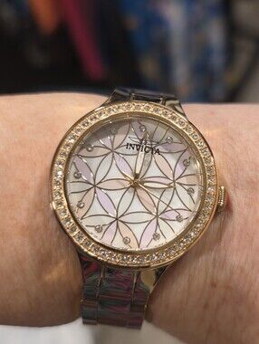 Invicta Gold-Tone Wildflower  Watch with Iridescent Mother-of-Pearl Dial